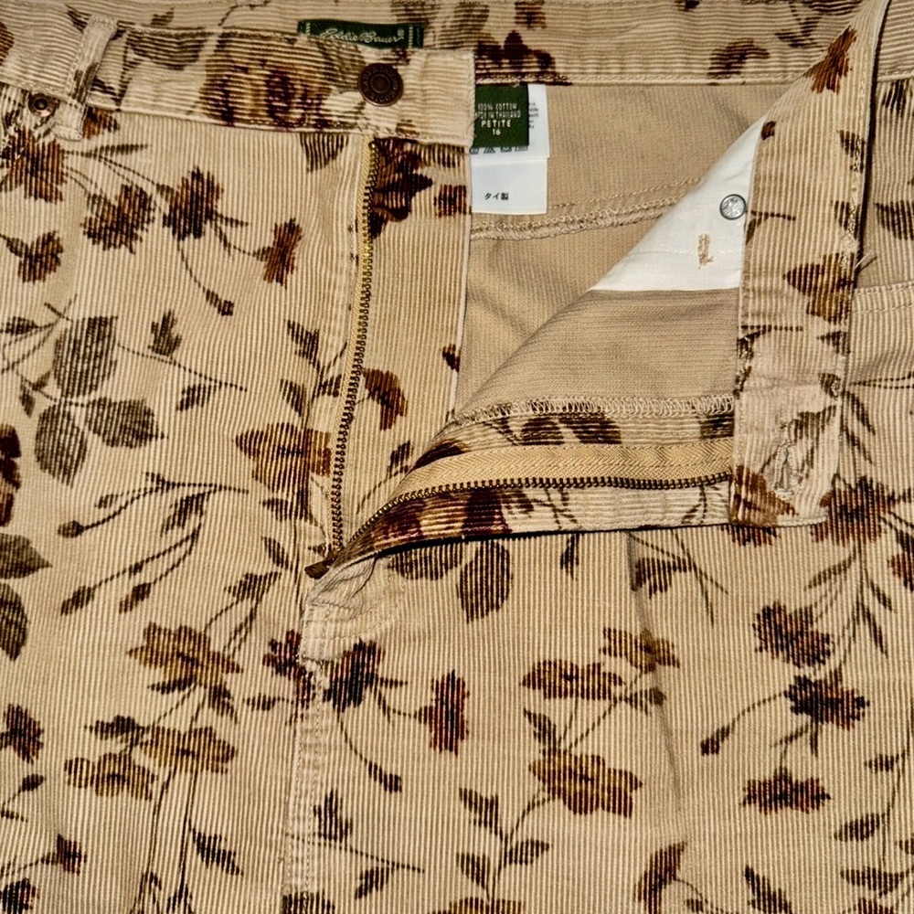 Eddie Bauer Y2K Tan Floral Jeans Style Corduroy Maxi Skirt, Sz 16P - Picture 7 of 14